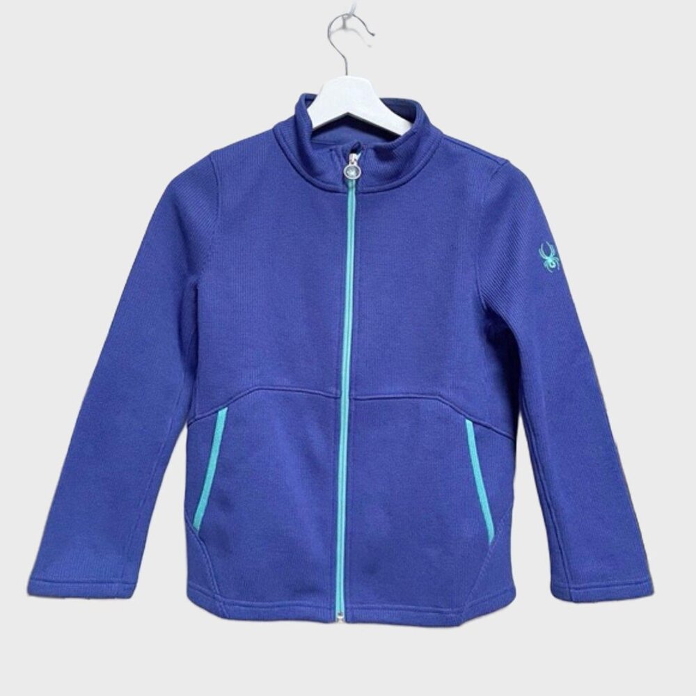 Spyder Kids Full Zip Fleece Jacket Blue Size L 14/16 Warm Ski Layer
